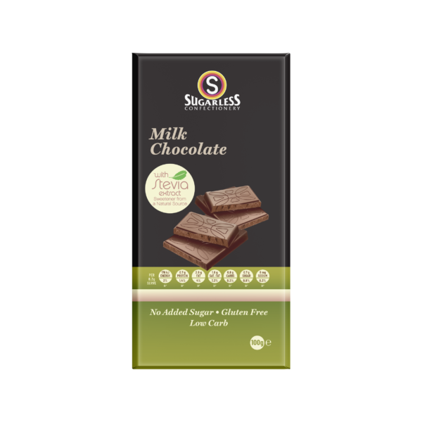 Sugarless Milk Chocolate with Stevia 100g - Sweetsworld - Chocolate Shop